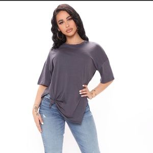 Gray oversized shirt from Fashion Nova
